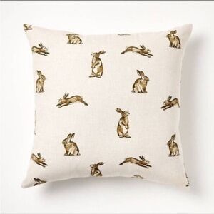 Studio McGee McGee Oversized Printed Bunny Square Throw Pillow Linen/Bro…